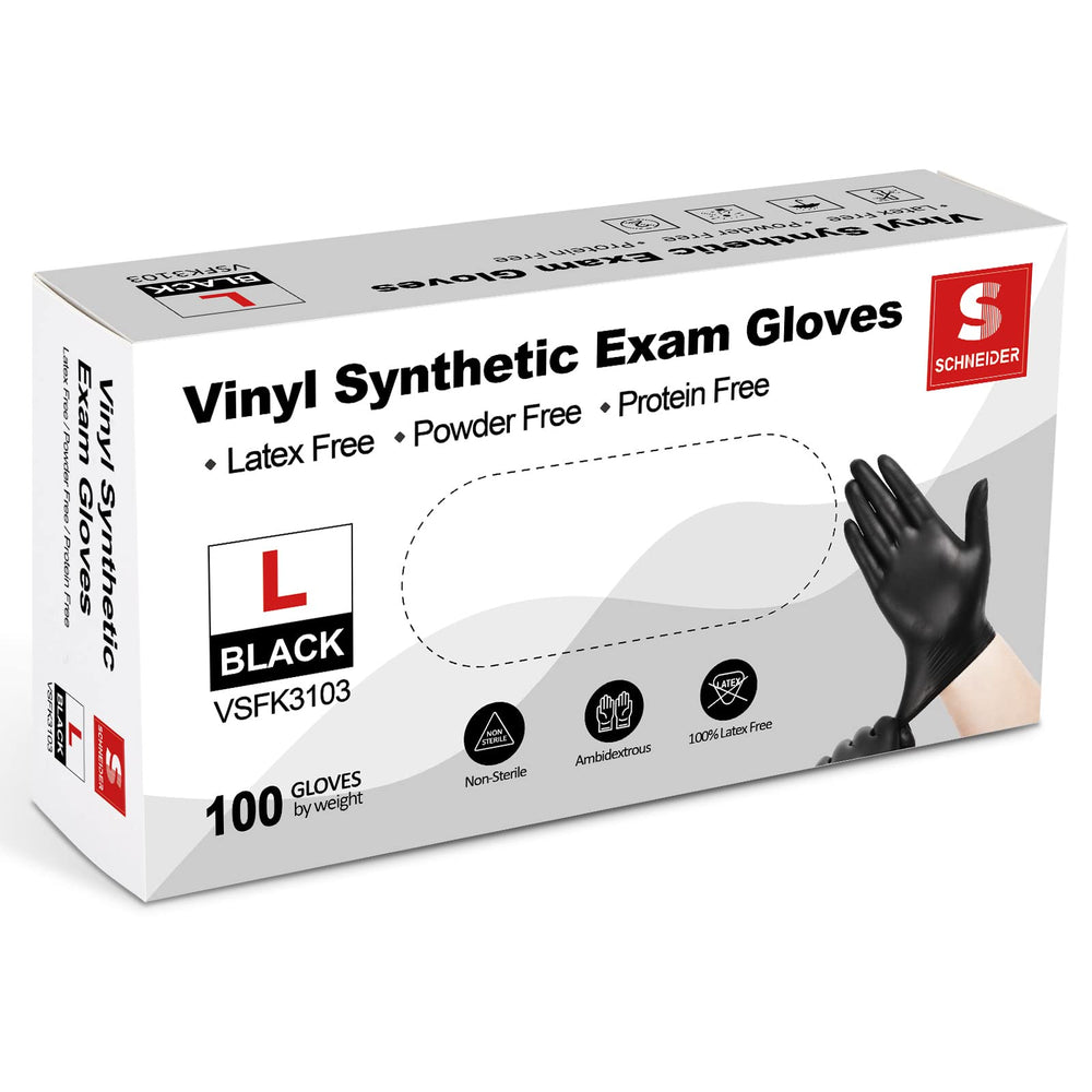 Schneider 4mil black disposable gloves large pack for heavy-duty tasks