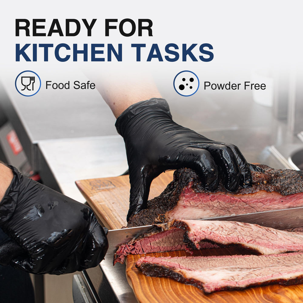 Schneider Black Nitrile Gloves contoured fit supports steady control during tasks.