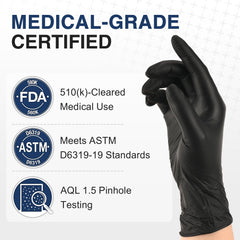 Schneider black nitrile gloves, snug contoured fit, enhances dexterity for detailed work.