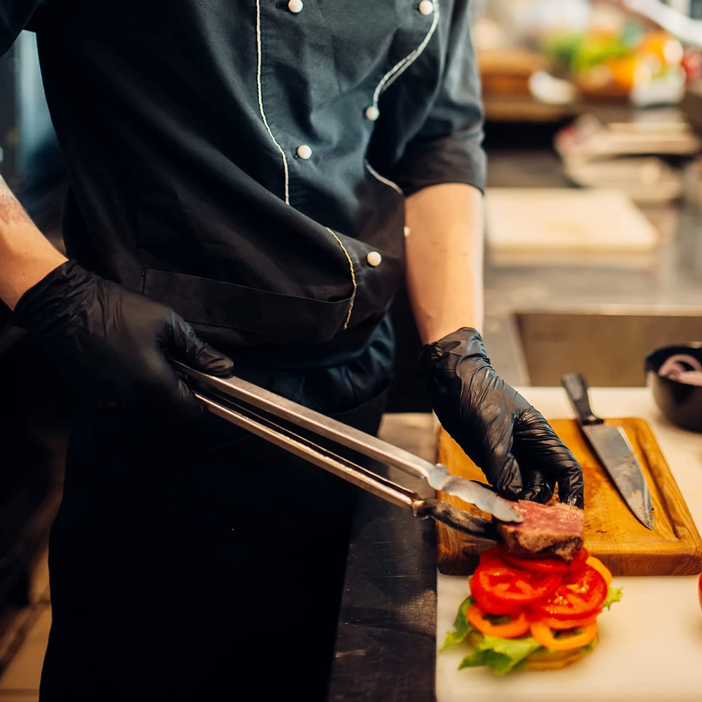 Schneider gloves in use during cooking and cleaning tasks.