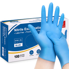 Schneider nitrile exam gloves blue 100-count box for safe handling during exams