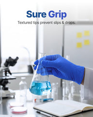 Schneider purple nitrile gloves shown on hand for comfortable fit