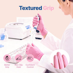 Textured fingertips on Schneider nitrile gloves for precise control