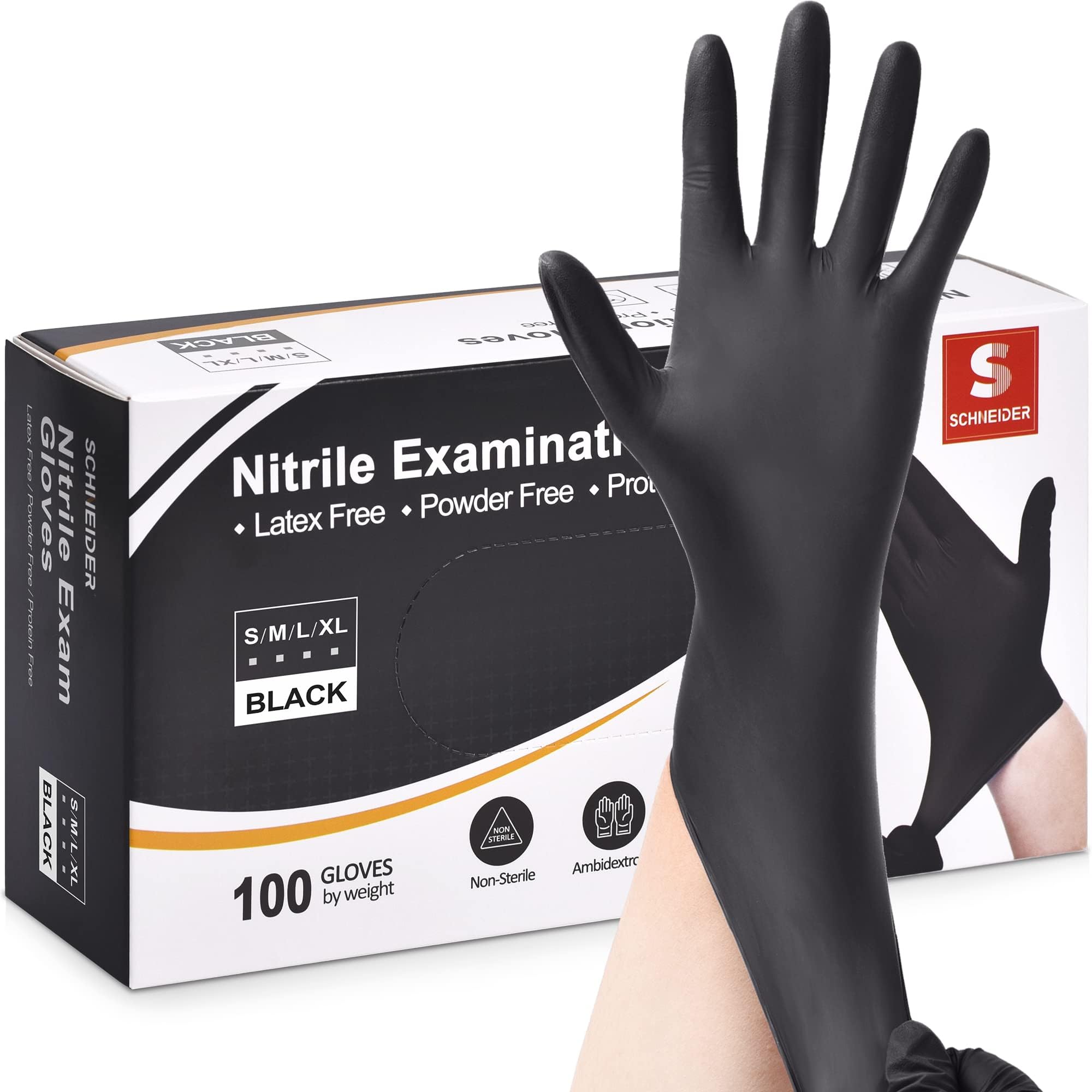 Schneider nitrile gloves in packaging showing durable protection for kitchens