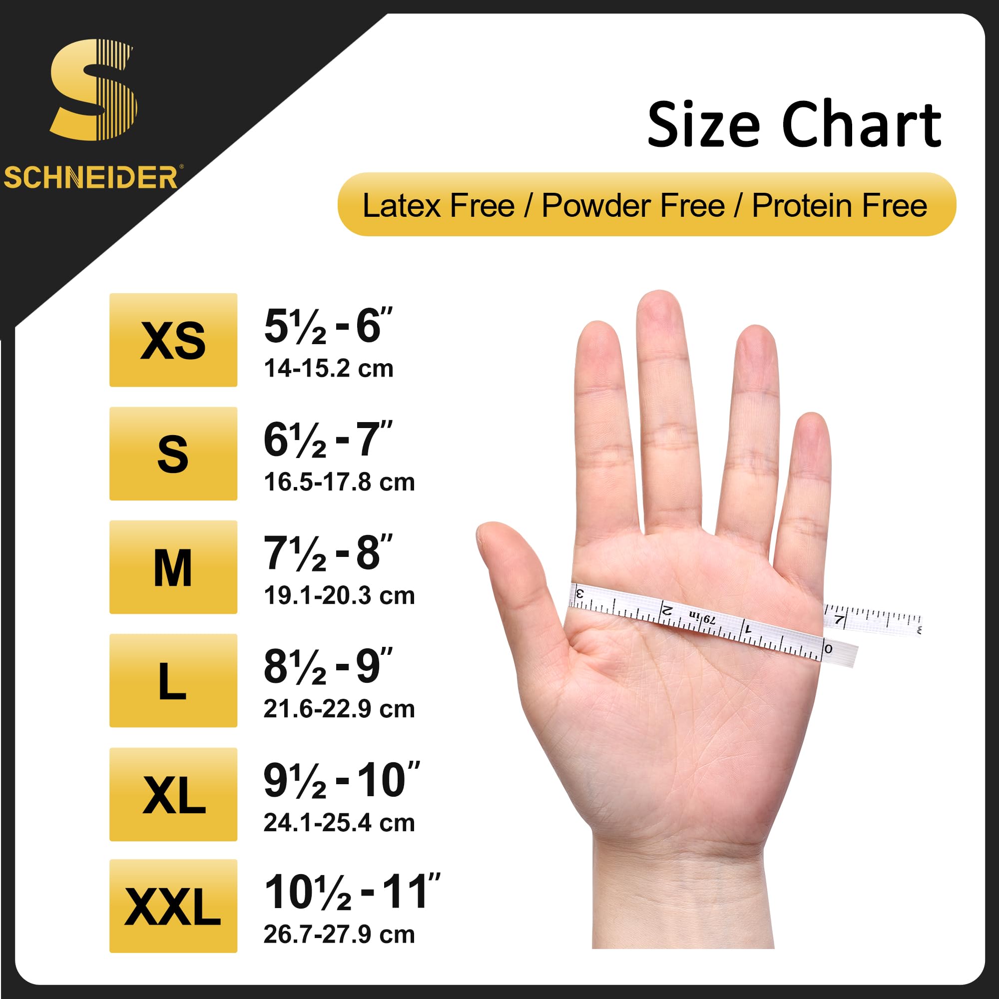 Schneider 5 mil thick gloves designed for durability during exams