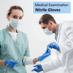 Schneider nitrile gloves blue fit on hand demonstrating comfortable stretch.