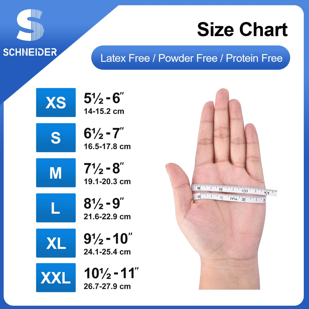 Schneider nitrile gloves powder-free and latex-free label reduces allergy concerns
