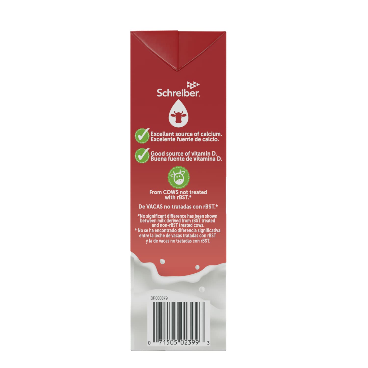 Schreiber milk pours smoothly into a glass, great for coffee or cereal.