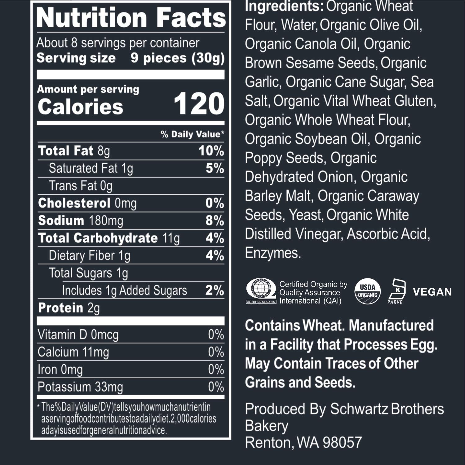 Schwartz Brothers Bakery organic bagel chips in view, a vegan, plant-based snack option.