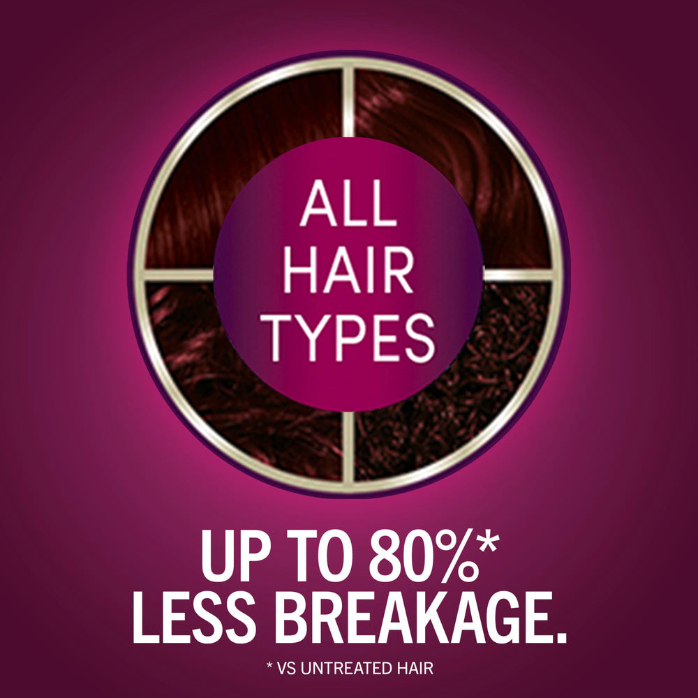 Keratin-infused color cream applies evenly from root to tip for consistent shade.