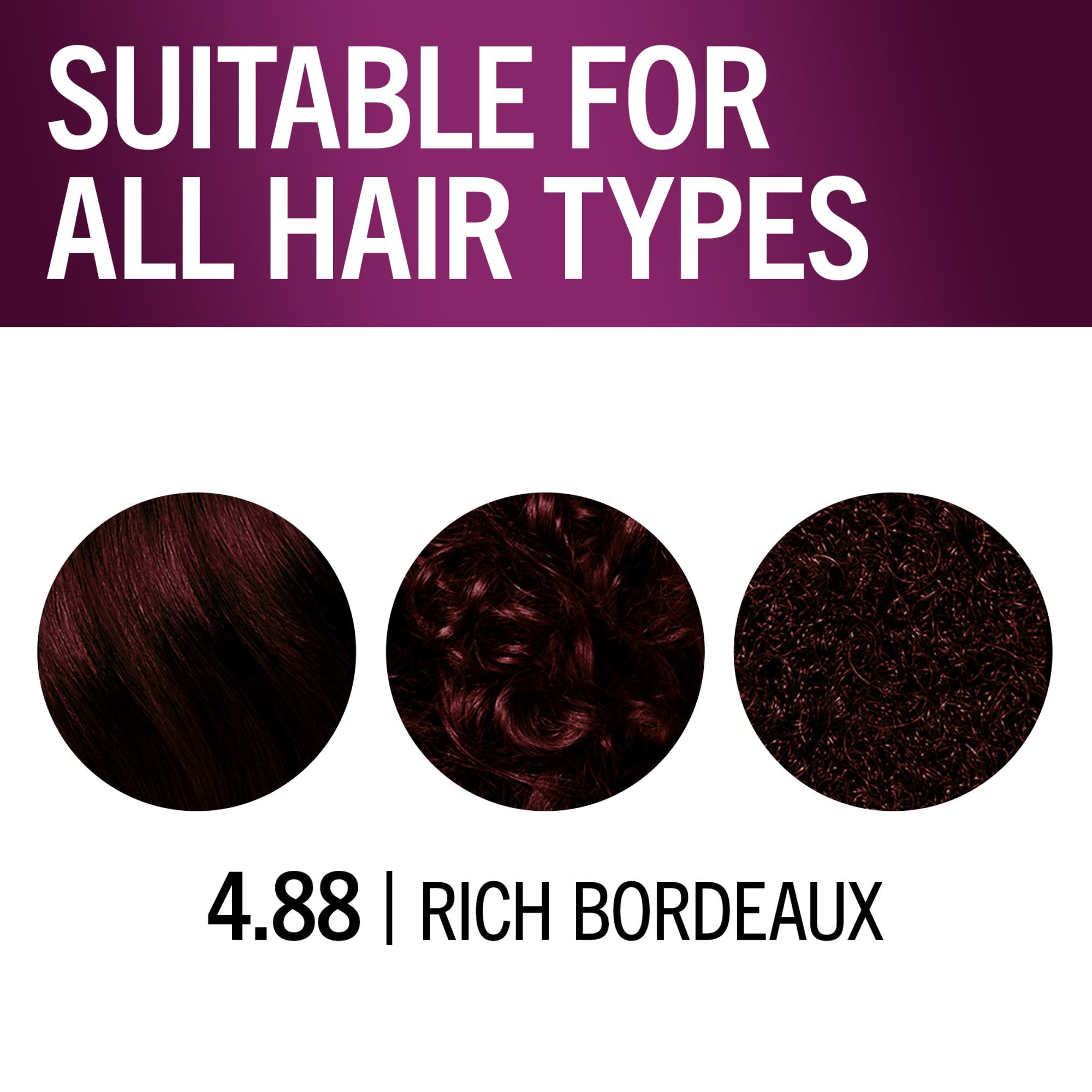 Rich Bordeaux shade swatch shows a deep red color for reference.