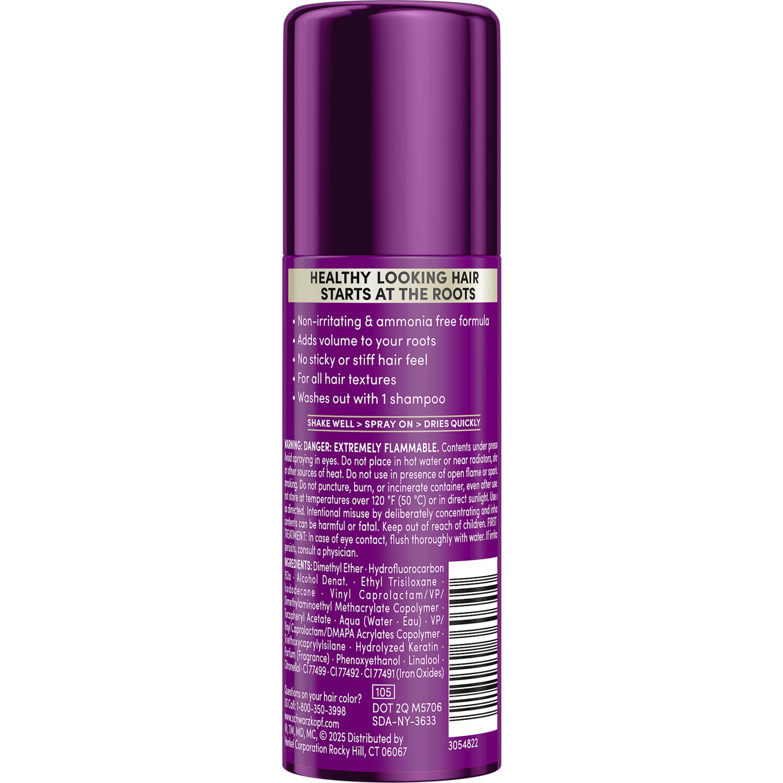 Schwarzkopf Keratin Color Root Spray washes out easily with regular shampoo
