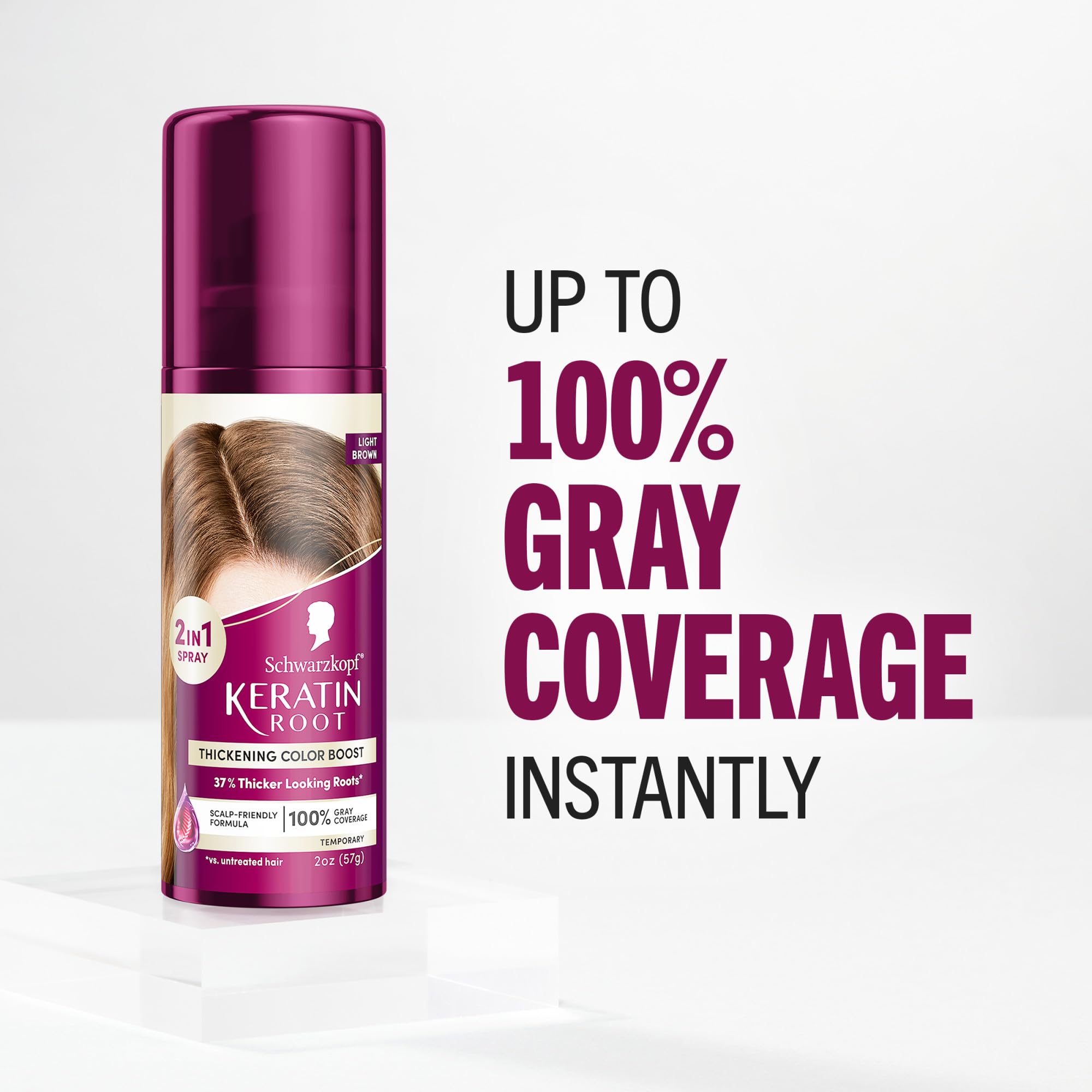 Schwarzkopf Keratin Root Color Spray washes out easily with one shampoo.