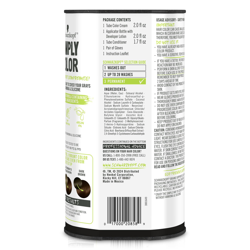 Schwarzkopf Simply Color instruction card for at-home use