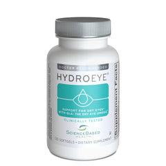 ScienceBased Health HydroEye bottle front for daily dry eye support.