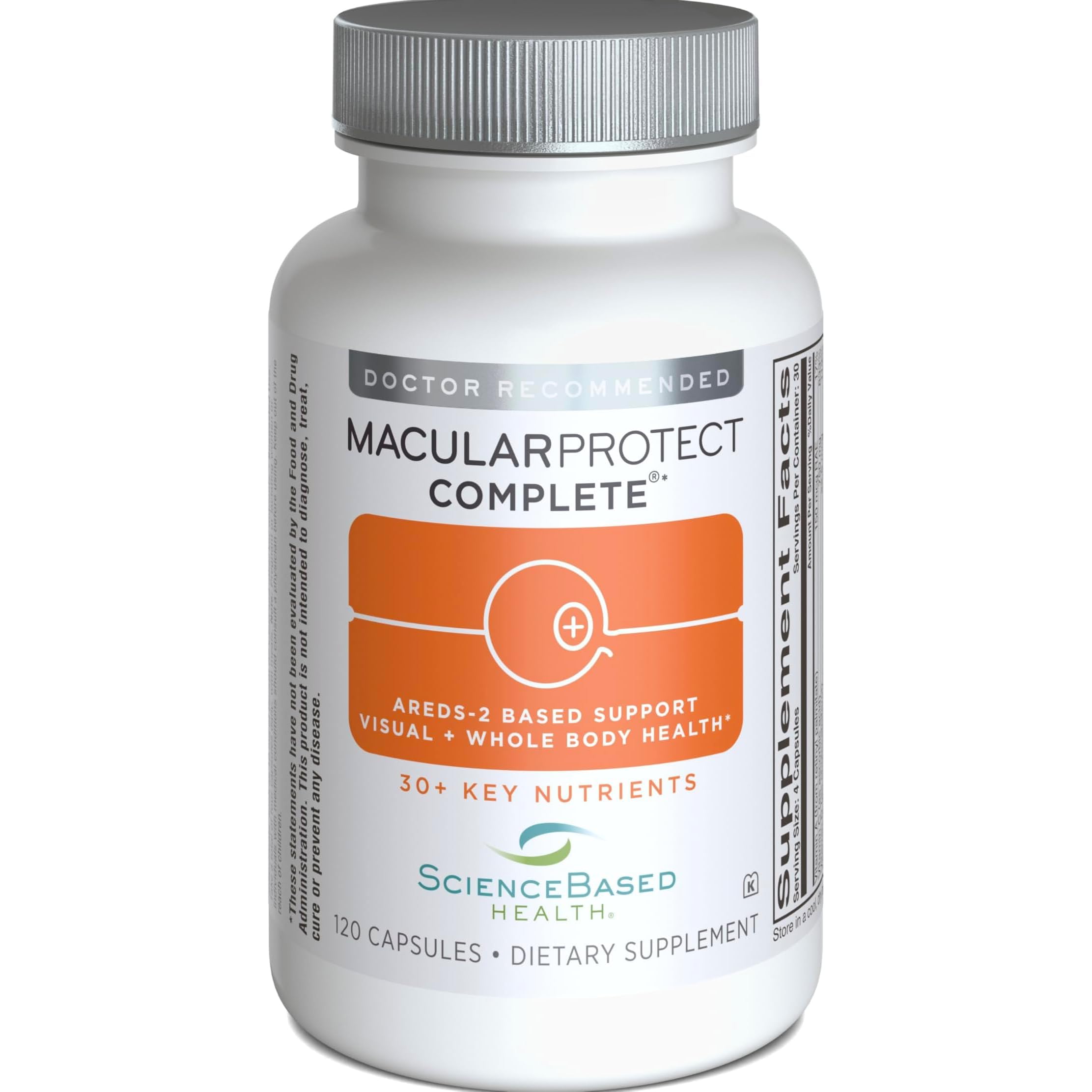 ScienceBased Health MacularProtect Complete bottle front promotes daily eye nutrition and overall wellness.