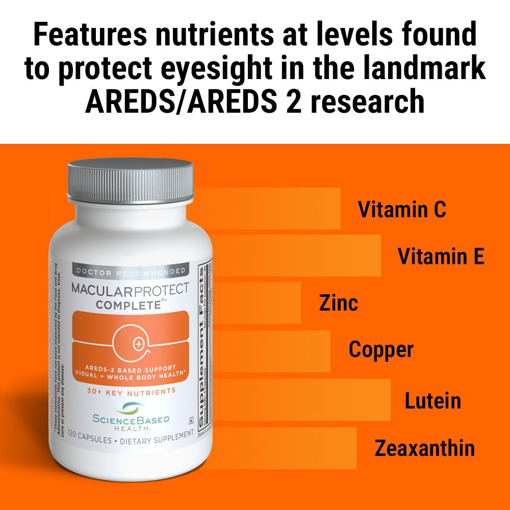 ScienceBased Health MacularProtect Complete capsules visible for convenient daily intake.