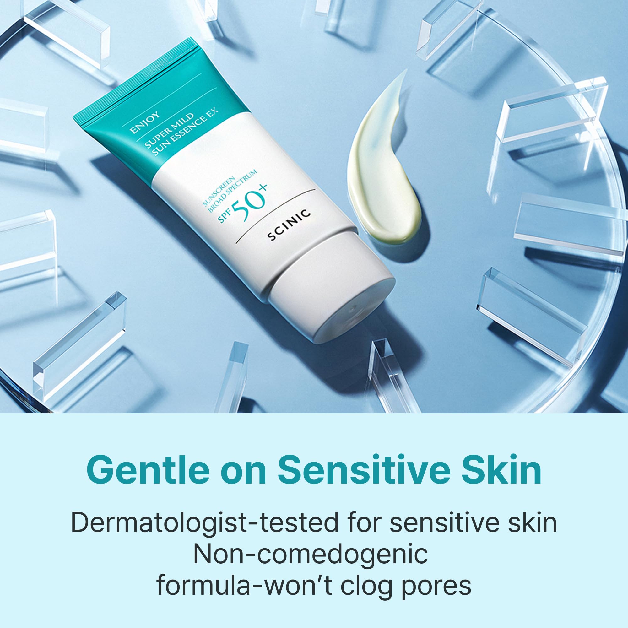 SCINIC Enjoy Super Mild Sun Essence EX hydrates without leaving a greasy finish.