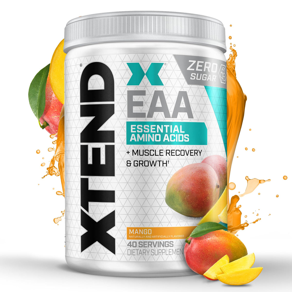 Scivation Xtend EAA mango tub showing flavor label for lean muscle support