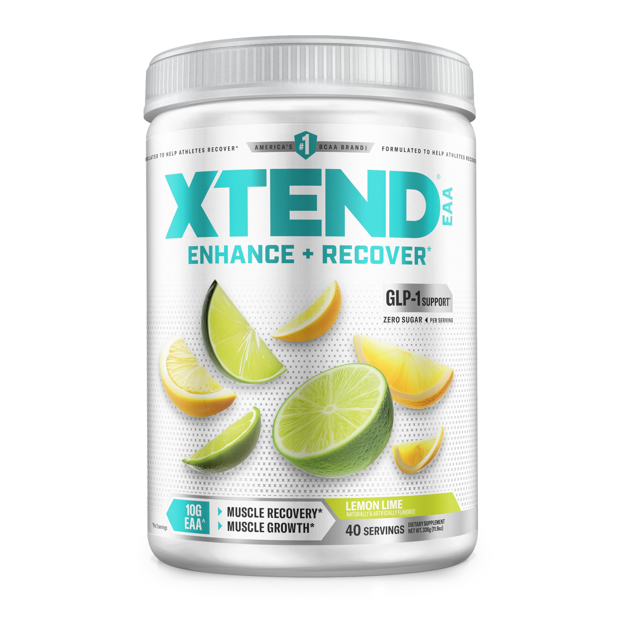 Scivation Xtend Original BCAAs Lemon Lime bottle highlighting refreshing hydration during training.