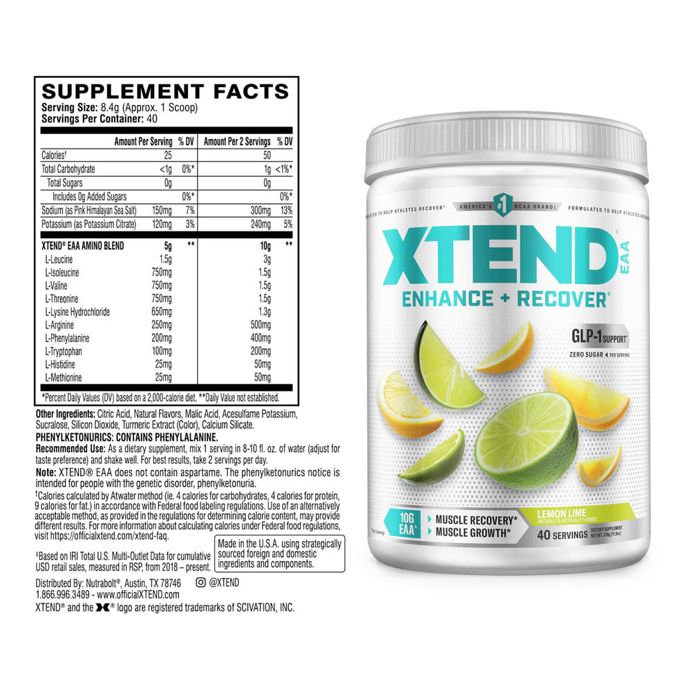Scivation Xtend BCAAs powder being poured for pre, during, or post-workout use.