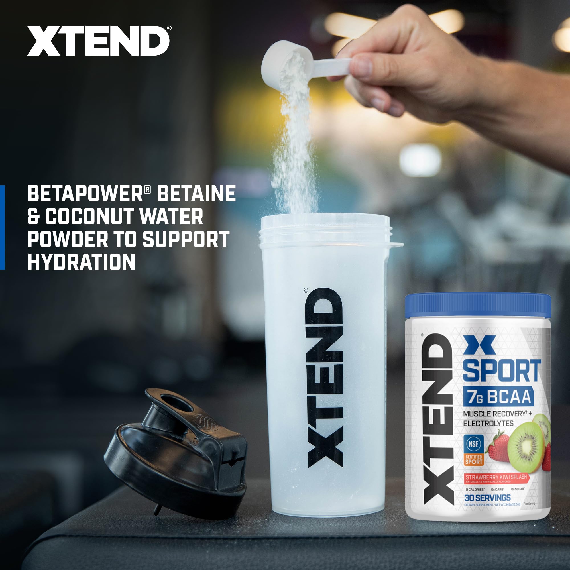 XTEND Sport Strawberry Kiwi Splash mixed with water for refreshing hydration