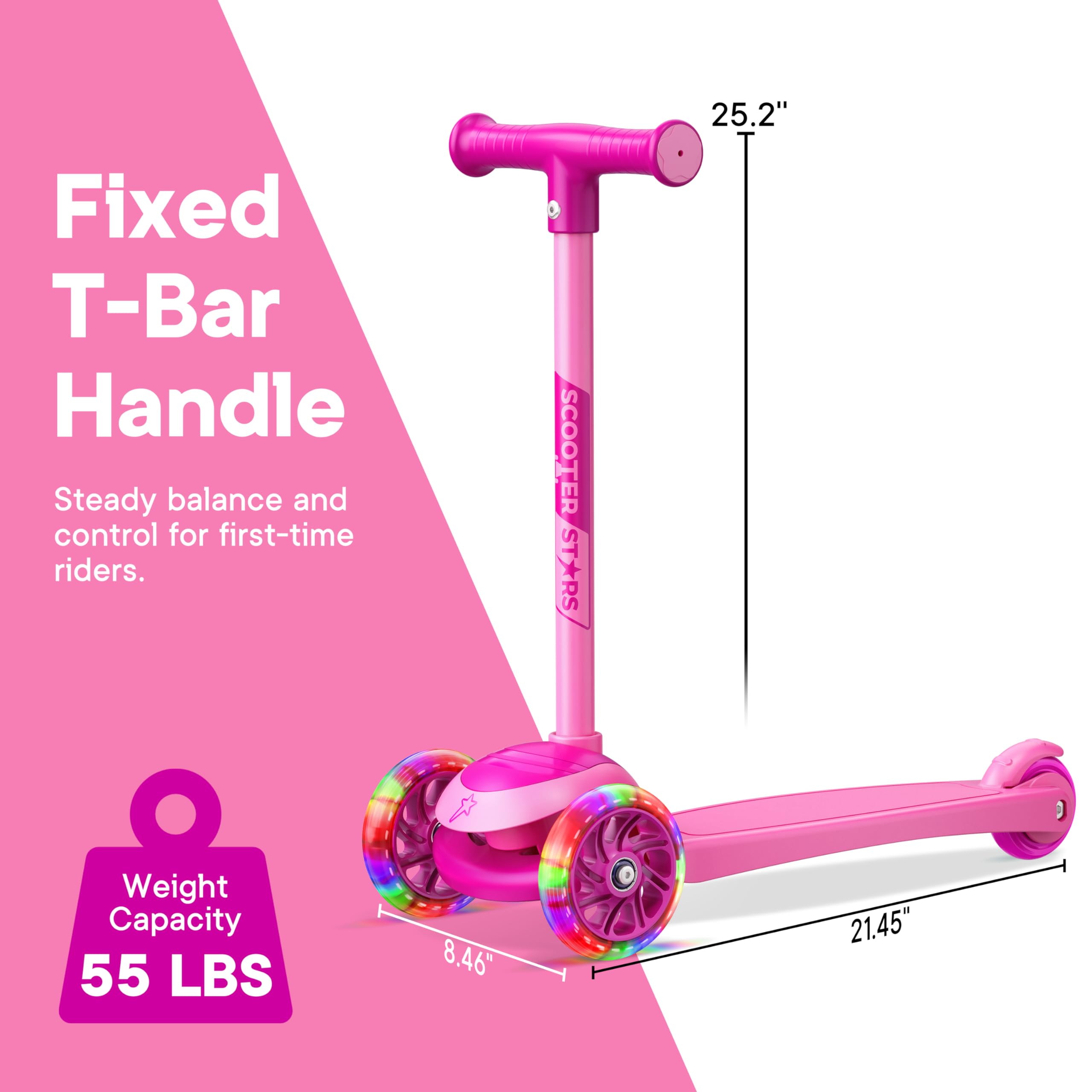 Scooter Stars rear foot brake provides reliable stopping for safety.