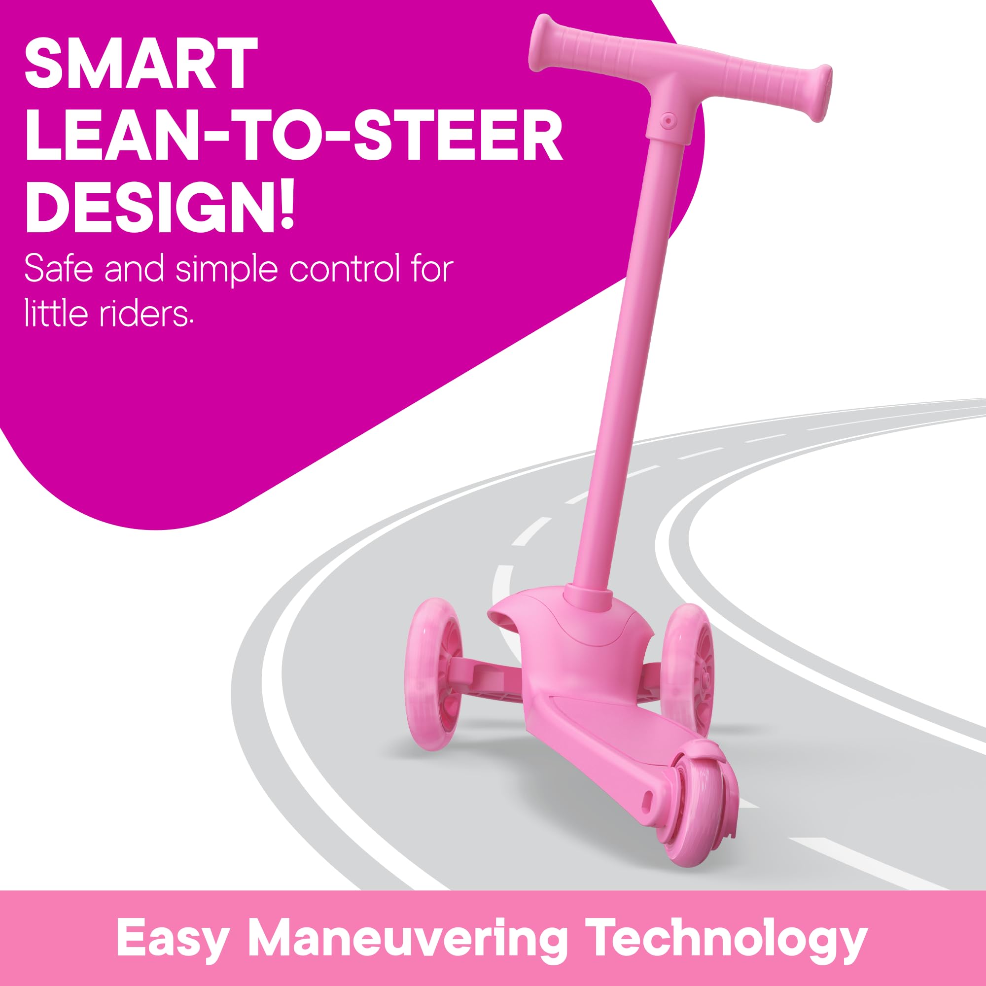 Scooter Stars wide anti-slip deck offers secure footing for small feet.