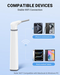 ScopeAround ear camera with 6 LED lights provides bright, shadow-free visibility.