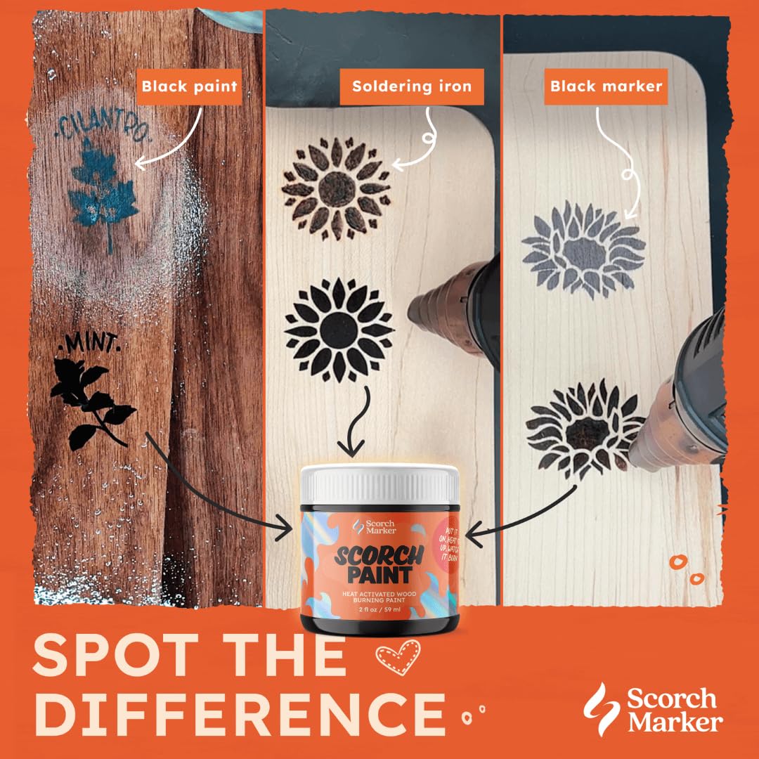 Stencil use with Scorch Marker Paint highlights precise, repeatable patterns on wood.