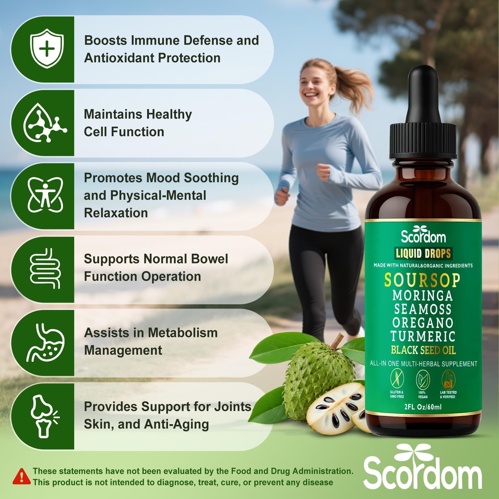 SCORDOM Soursop Bitters label closeup highlighting natural ingredients