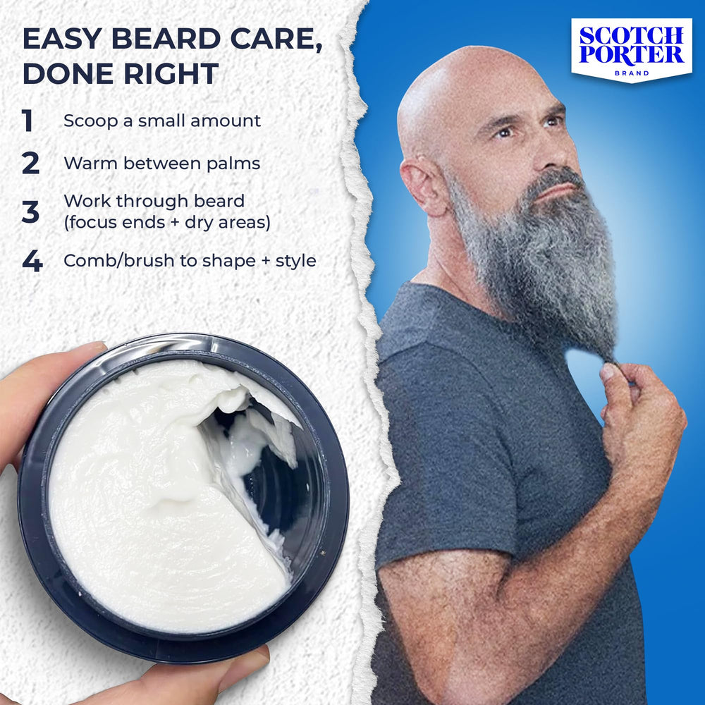 Compact 3 oz Scotch Porter packaging for grooming on the go