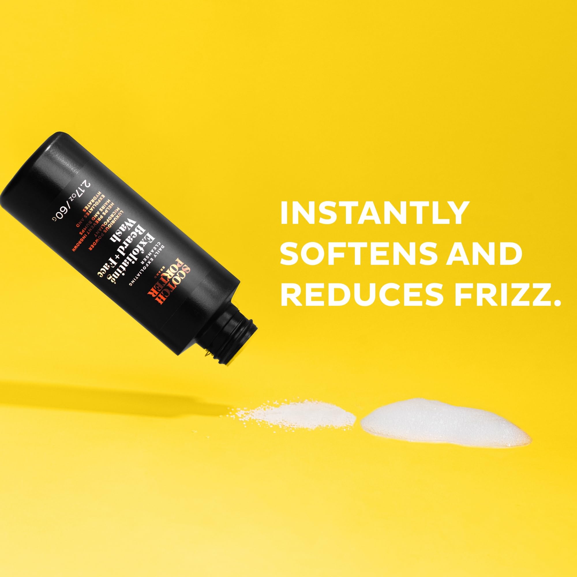 Beard wash in use creates a cleansing foam across face and beard with Scotch Porter.