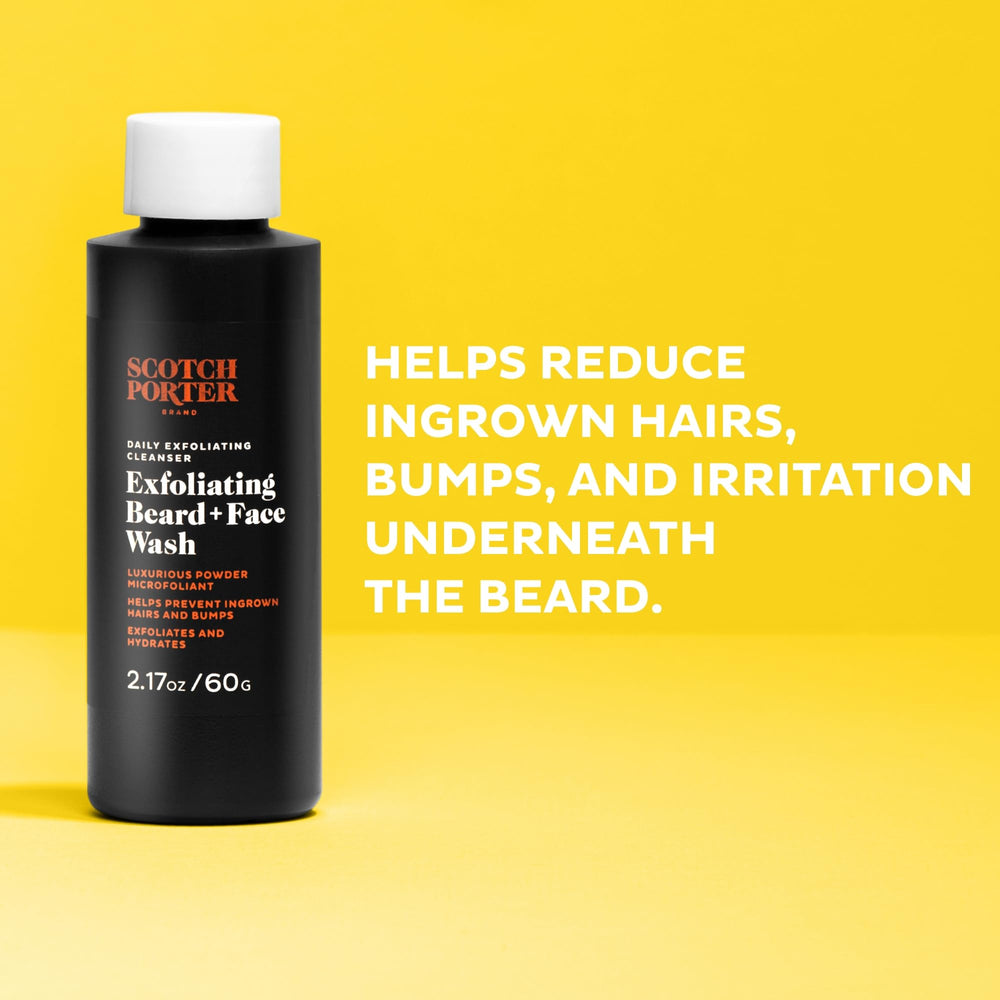 Scotch Porter Exfoliating Beard Wash vegan label highlights cruelty-free ingredients.