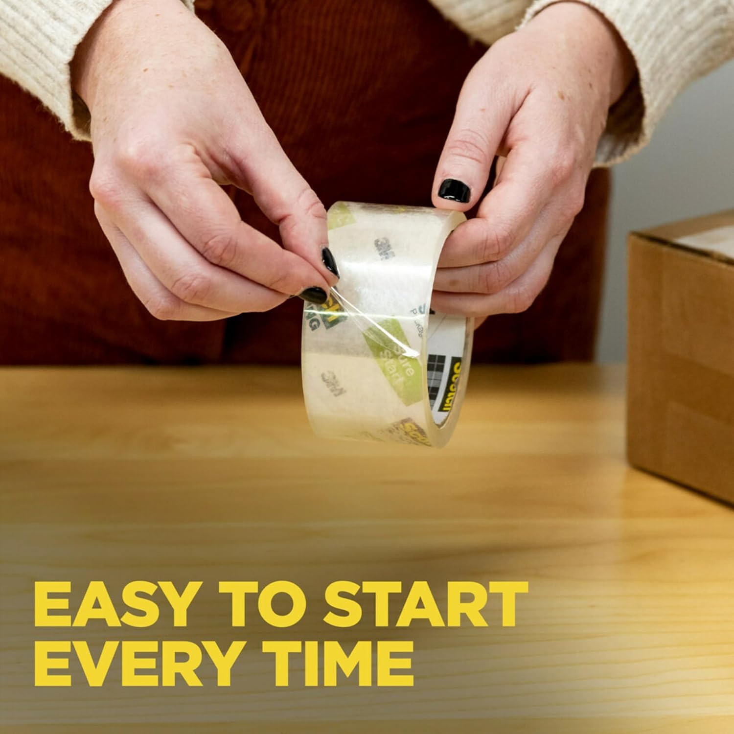 Scotch Sure Start packing tape box sealing setup for moving