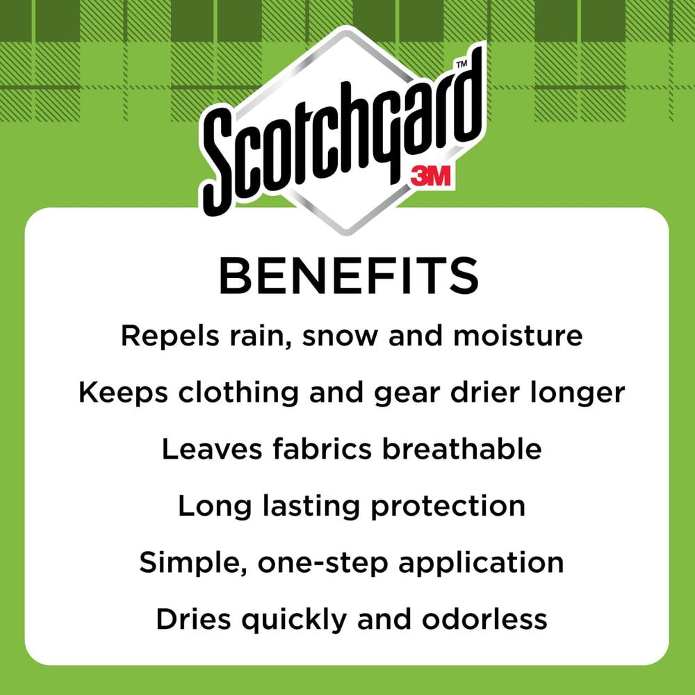 Scotchgard Heavy Duty Water Shield on rain gear preserves fabric breathability