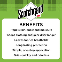 Scotchgard Heavy Duty Water Shield on rain gear preserves fabric breathability