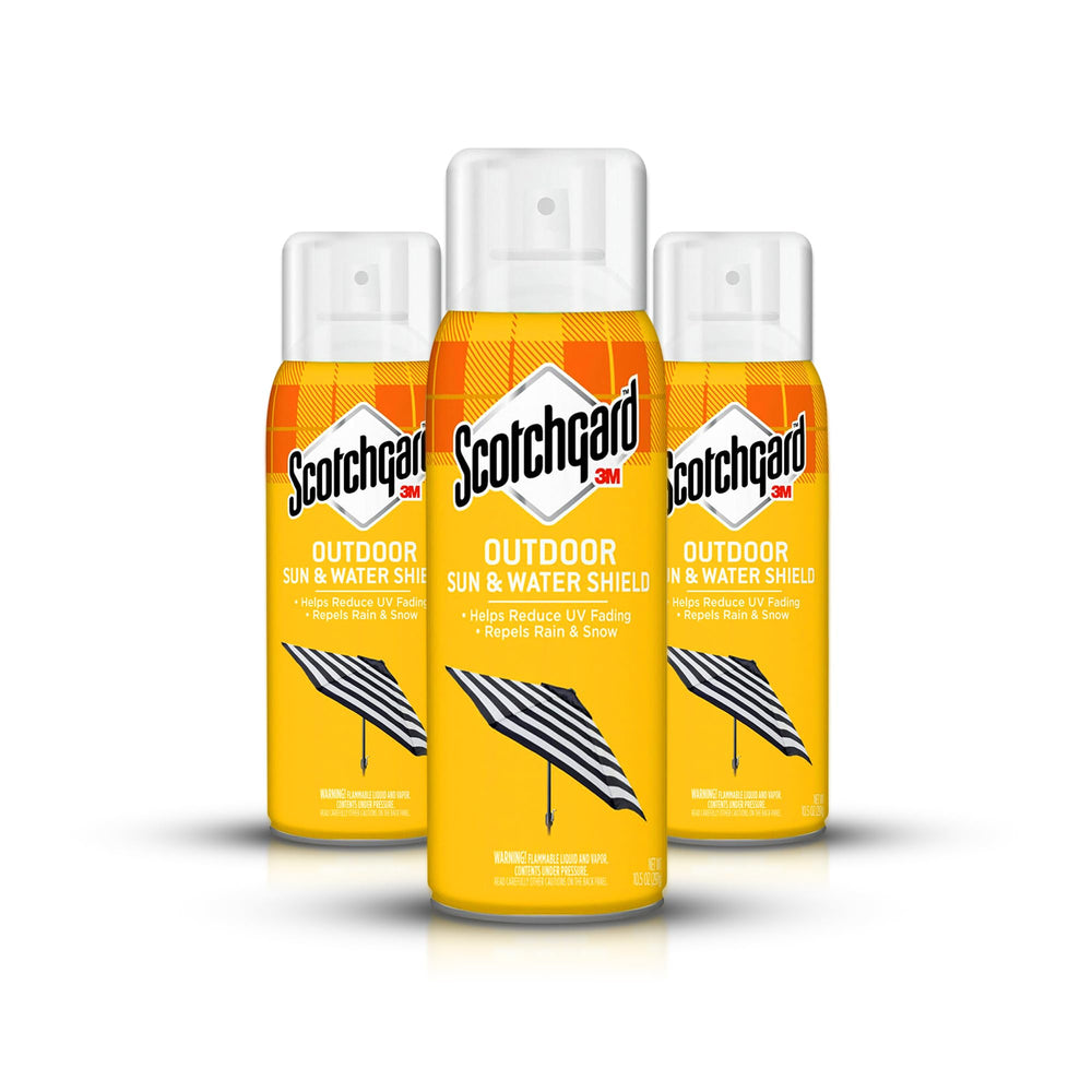 Scotchgard Water & Sun Shield sprayed on cushions to prevent sun fading