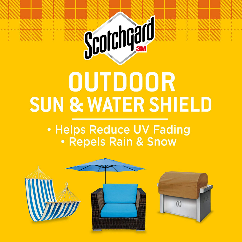 Scotchgard Water & Sun Shield applied to outdoor chair upholstery to protect color