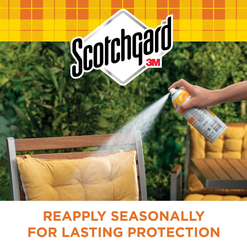 Protected patio furniture under bright sun after Scotchgard treatment