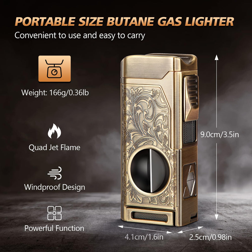 Scotte windproof torch with adjustable flame and fuel window