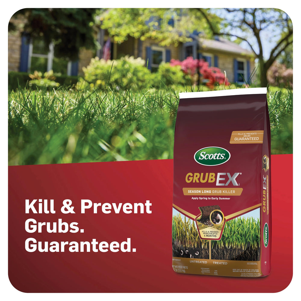 Close-up of Scotts GrubEx1 granules for effective lawn pest control.