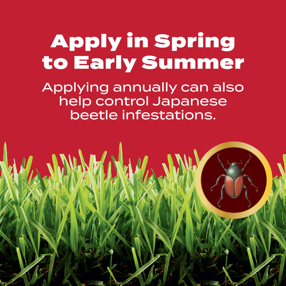 Scotts GrubEx1 annual use helps reduce Japanese beetle infestations.