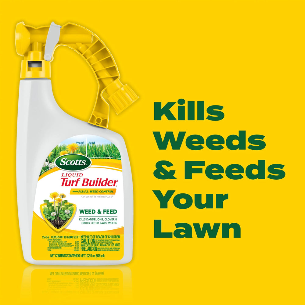 Scotts hose-end applicator on a lawn for even spray coverage.