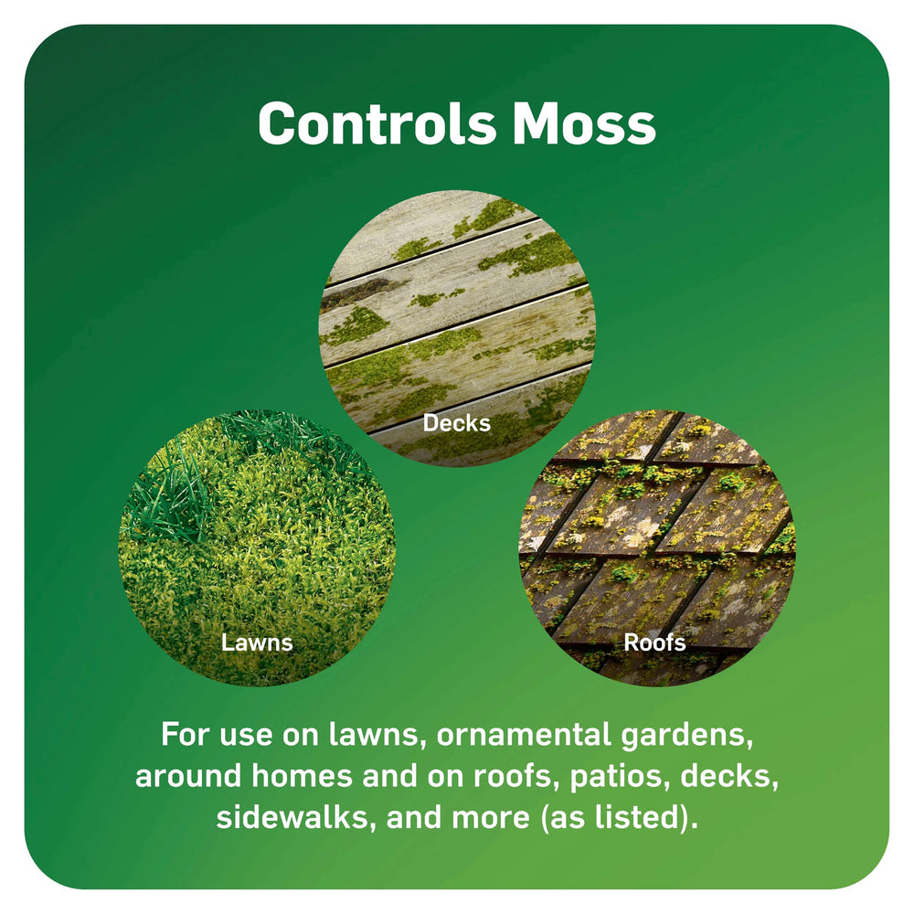 Scotts MossEx 3-in-1 Ready Spray non-staining formula protects surfaces while killing moss.