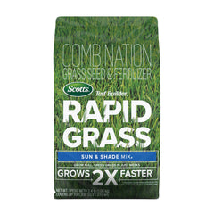 Scotts Rapid Grass Sun & Shade Mix bag front showing quick green lawn potential
