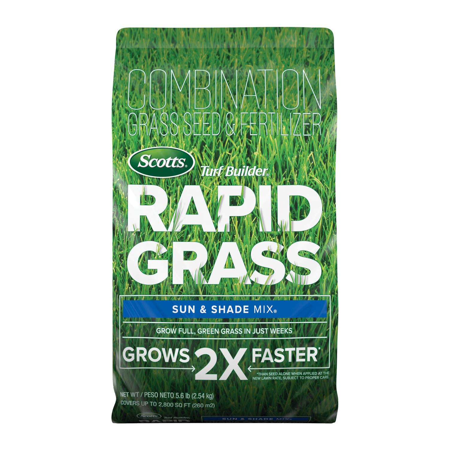 Scotts Turf Builder Rapid Grass Sun & Shade Mix bag ready for quick lawn establishment