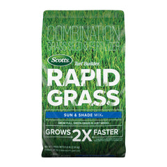 Scotts Turf Builder Rapid Grass Sun & Shade Mix bag ready for quick lawn establishment