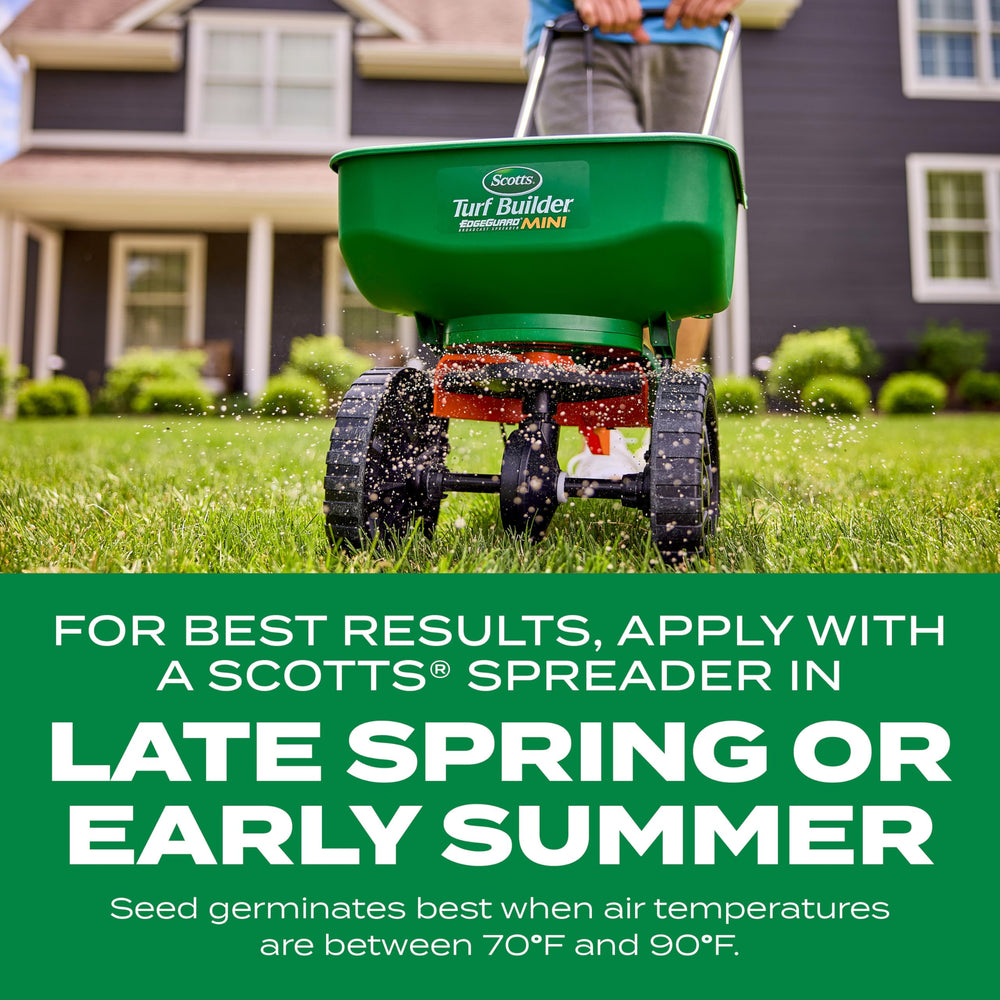 Scotts Thick'R Lawn overseeding steps shown for patchy areas.
