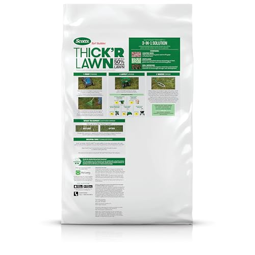 Scotts Thick'R Lawn seed germination with fresh green shoots.